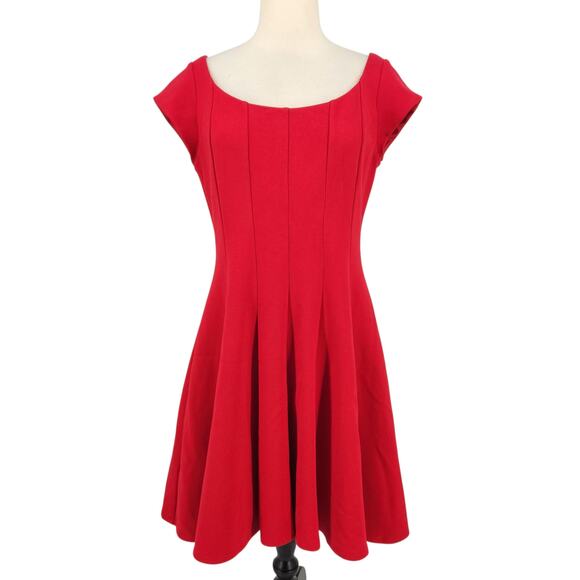Bailey 44 Zoe Red Mini Dress Scoop Neck Fit & Flare Cap Sleeves Size Large - Picture 4 of 8
